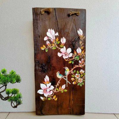 手绘风化木板画中式背景墙壁装饰画禅意茶室饭店实木挂件挂画挂饰