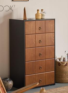 Nook7th/止木实木五斗柜胡桃木色中古风侘寂储物覆古收纳靠墙立柜