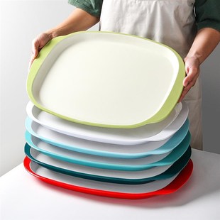 速发密熟餐具餐瓷托盘长方形商用食堂餐饮仿厅级胺食塑料双耳餐盘
