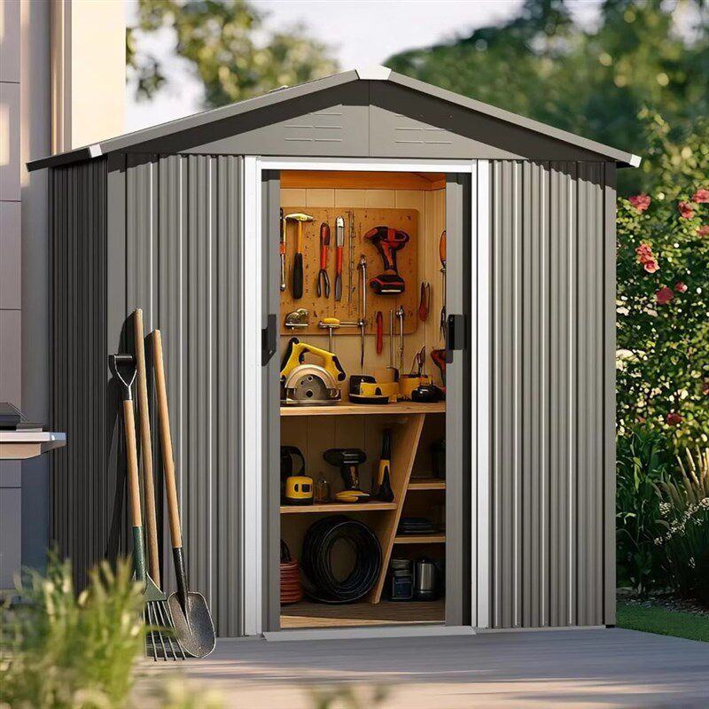 速发侧开简易仓库房棚户外移动房庭院小屋杂物房室外工具房收纳储