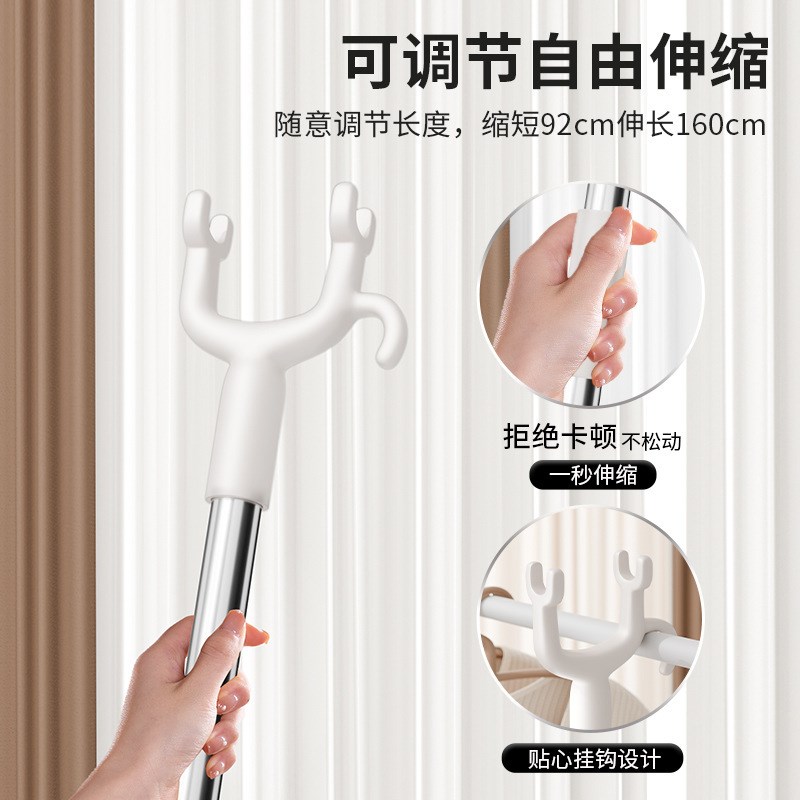 速发家用伸撑晾衣杆缩衣杆一根丫叉晒衣服的衣架杆子凉取挑衣叉挂