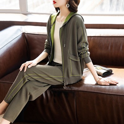 速发中年妈妈秋装运动服套装开02件春秋薄款洋气2衫中老年时尚两4