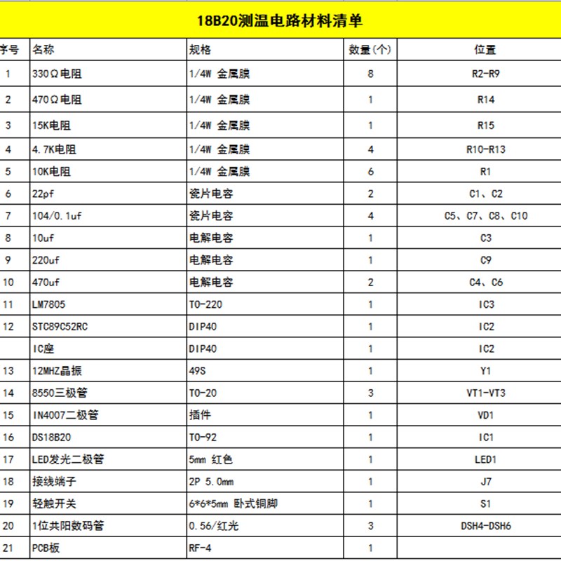 速发单片机数字D8B20测温电子竞赛抄板套件电子制作散件 送焊接资