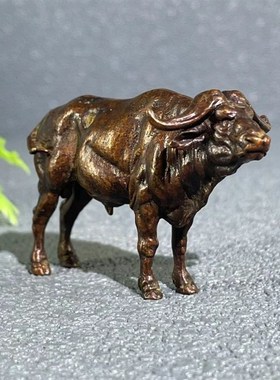 速发做旧仿古黄牛财牛招财实心合金摆钱牛生肖牛茶宠桌牛水面金件