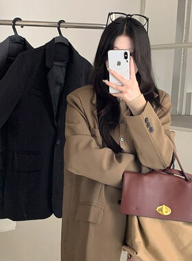 速发大0高外感V领长袖级套上衣新款2码2休闲黑色西服