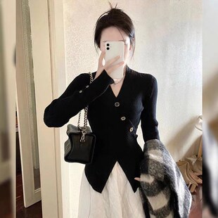 速发不规则设计感打针衫秋冬新款大码胖妹妹毛衣底搭内织衫上衣