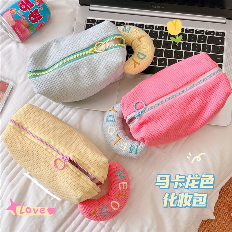 速发铅亿优品色笔袋学生大容量布艺文具袋简腾撞色约笔盒文具盒