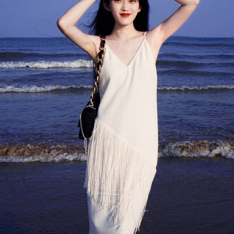 速发拍照超仙沙滩裙夏季三亚海边度假连衣裙高级感吊带长裙旅行穿