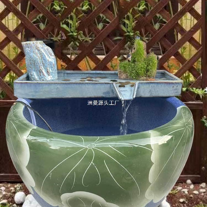 速发摆瓷鱼缸创意循环流水器陶件配件庭院假山喷泉循环流水器
