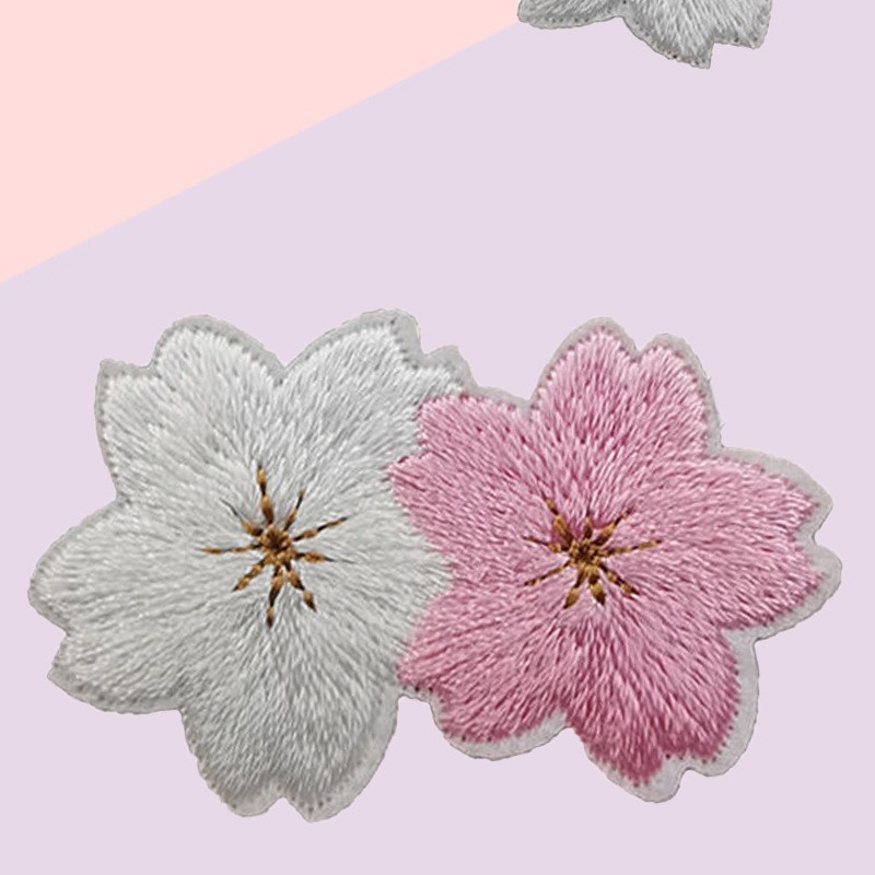 速发现货刺绣布贴粉色花朵白色花手机壳饰料服装辅粘装自贴