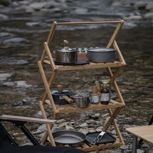 速发户外露营便储置物架野餐餐具收纳折子桌叠多层整理携物架置物