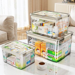 速发多层药箱家庭装家号医药箱大明量收纳盒透容大用急救药盒
