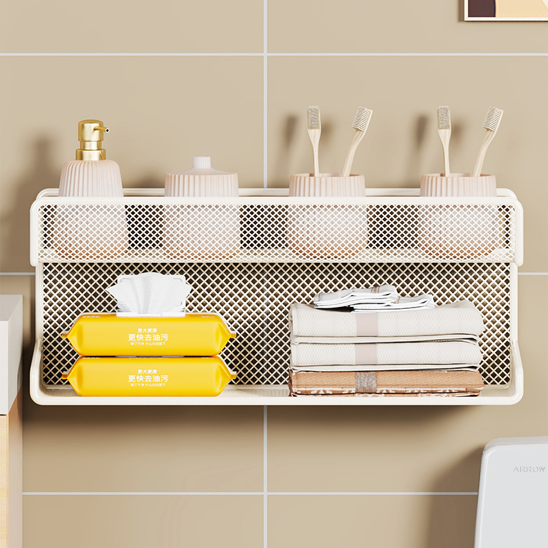 速发间生卫马桶收纳架牙能牙杯架浴室洗漱台免打孔多功刷挂壁式置
