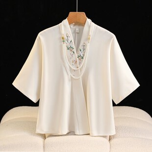 速发v领风面裙上衣搭配夏季马码新中式国大汉服飞机袖