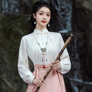 速发式马裙搭配的上衣长袖国风装立领衬衣古风改良汉服新中面秋