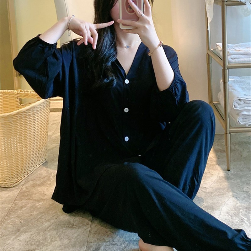 速发夏季款棉绸睡衣月子家居服夏天七分袖人造棉空调士大码绵套装