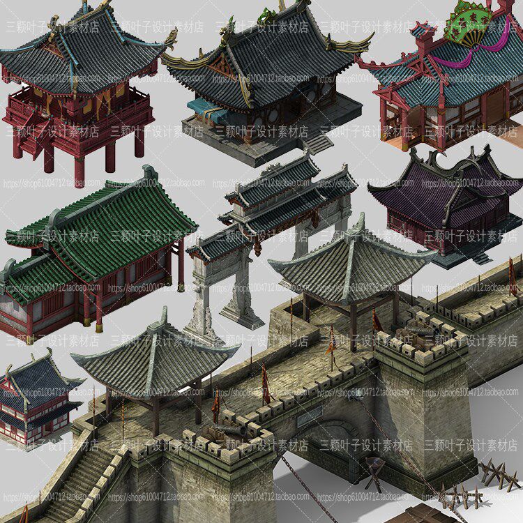 中式写实场景3dmax模型100gb 古风建筑亭台楼阁 游戏cg素材8014