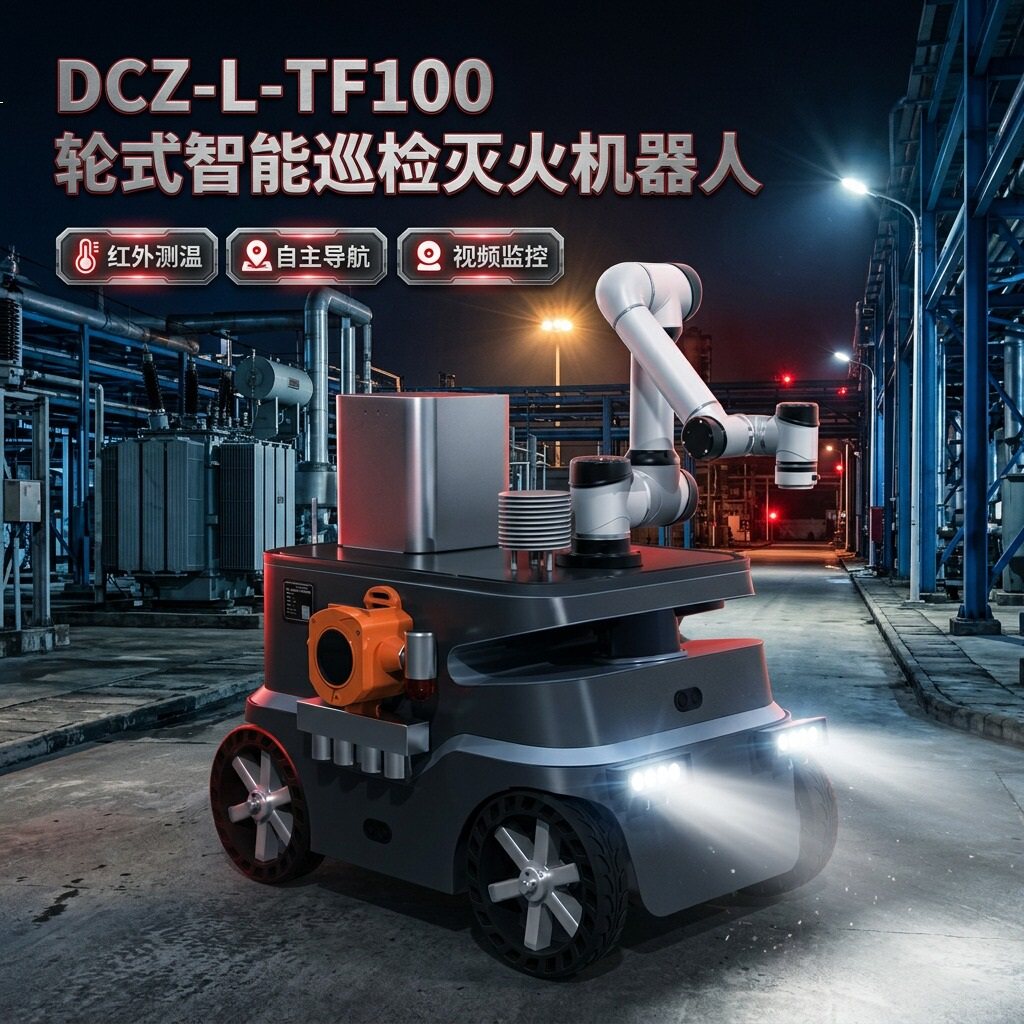 中科灵犀轮式巡检灭火机器人无人机自动补给机器人灭火AI火源识别