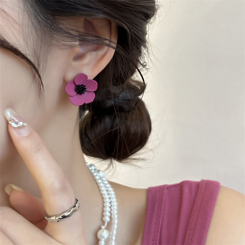 【乌梅子酱花朵甜美耳钉耳环女】