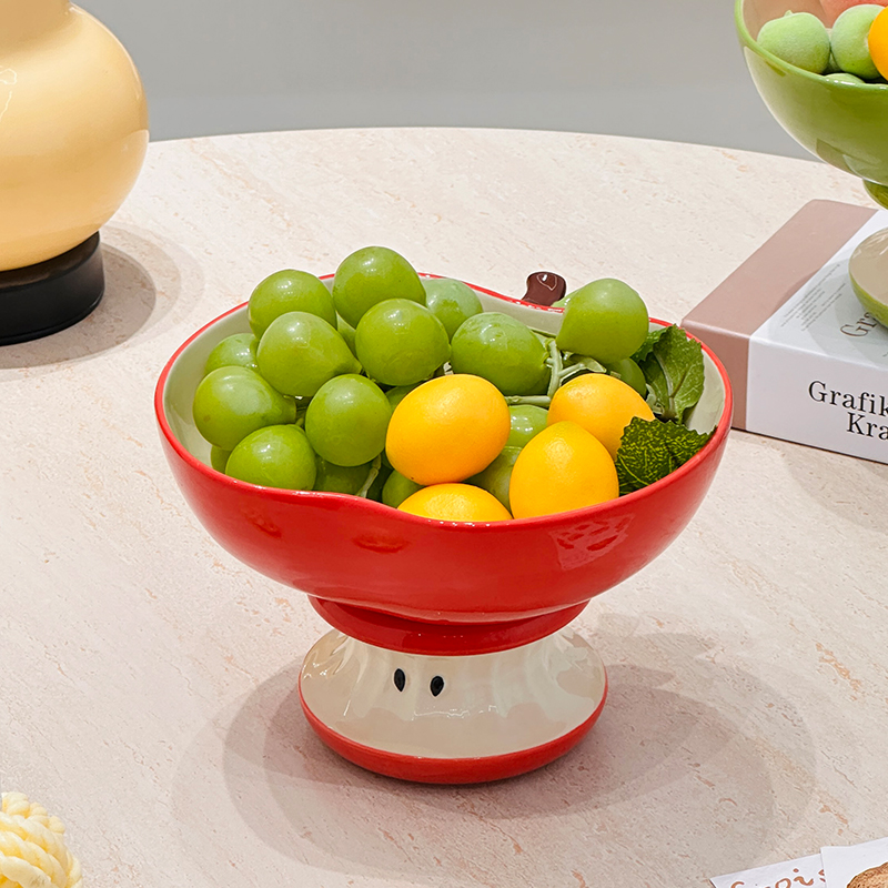 水果盘客厅茶几家用多巴胺果盘轻奢高端精致高颜值沥水盆高脚托盘