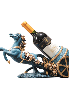 现代轻奢红酒架摆件客厅酒柜装饰品创意办公室高档柜子招财马摆设