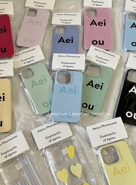 韩国Aeiou简约蓝色菲林壳ins风适用16苹果15ProMax手机壳15支架14Pro高级iphone14硬壳12保护套13Pro小众11