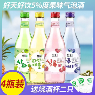 韩国进口好天好饮5%度汽泡酒果味360ml*4瓶装石榴气泡酒网红果酒