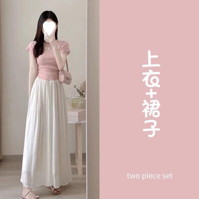 夏装温柔风淑女穿搭女装套装裙子韩剧气质名媛两件套chic韩风