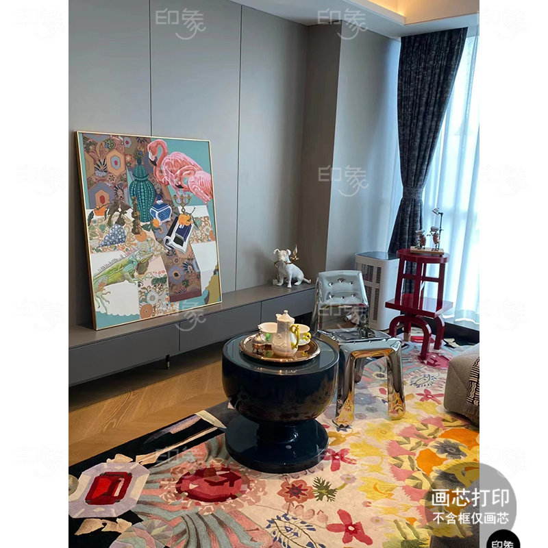 火烈鸟抽象小众高级感多巴胺挂画客厅卧室高级感趣味简约装饰画