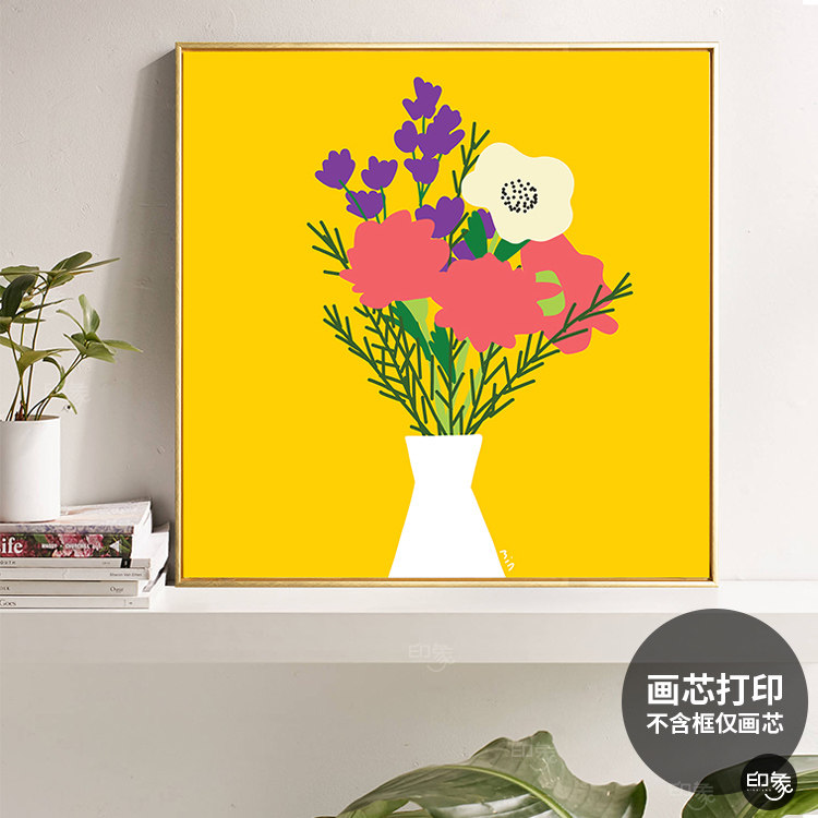 印象视觉韩国小众插画师艺术海报画芯咖啡馆餐厅花店甜品店挂画心