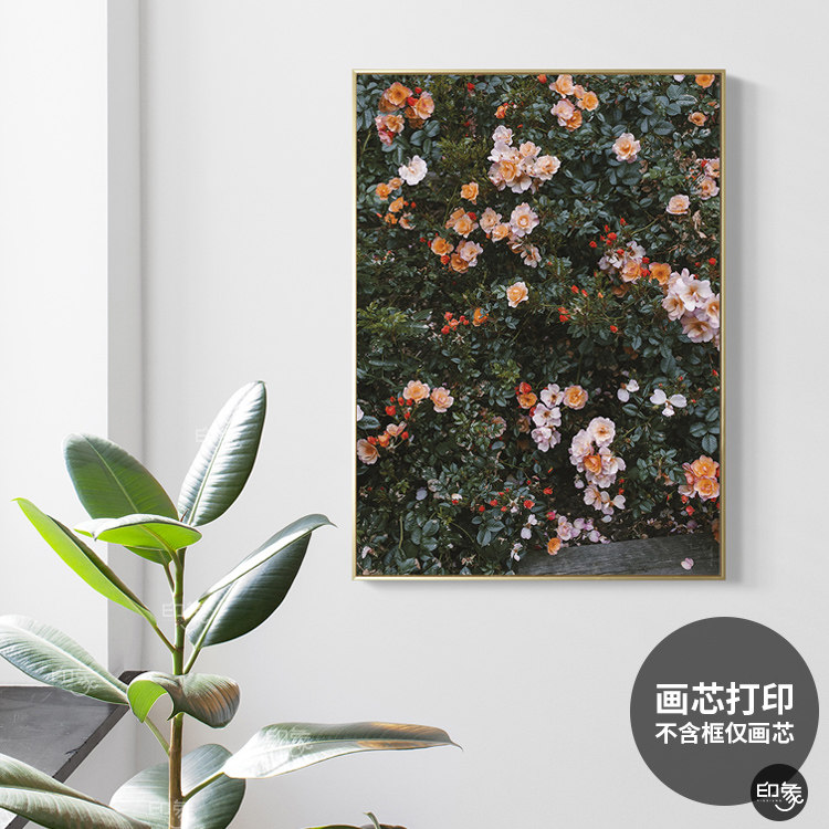 餐厅北欧是蔷薇花装饰画芯网红