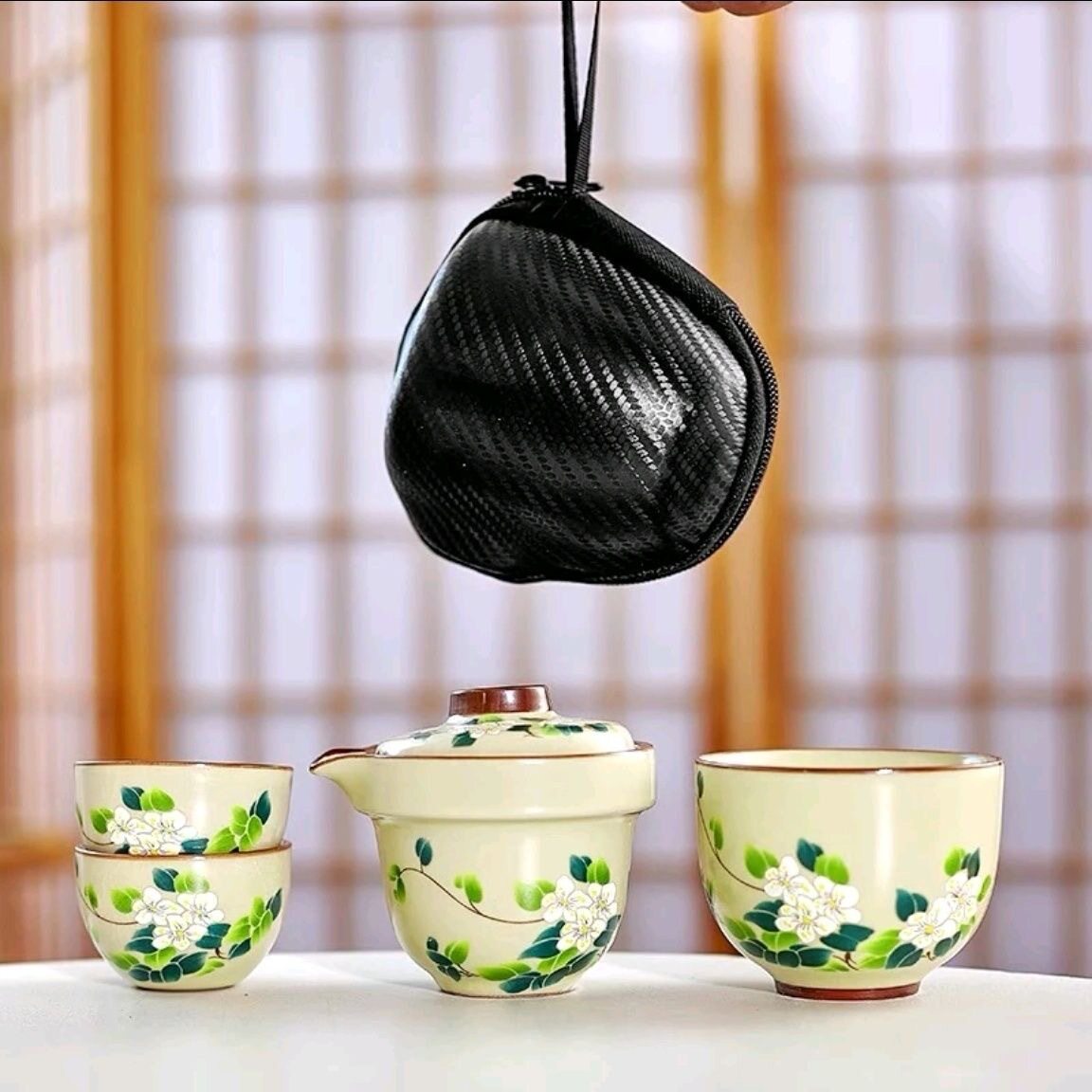 汝窑旅行茶具一壶三杯茶具套装家用功夫茶杯茶壶商务伴手礼礼品装