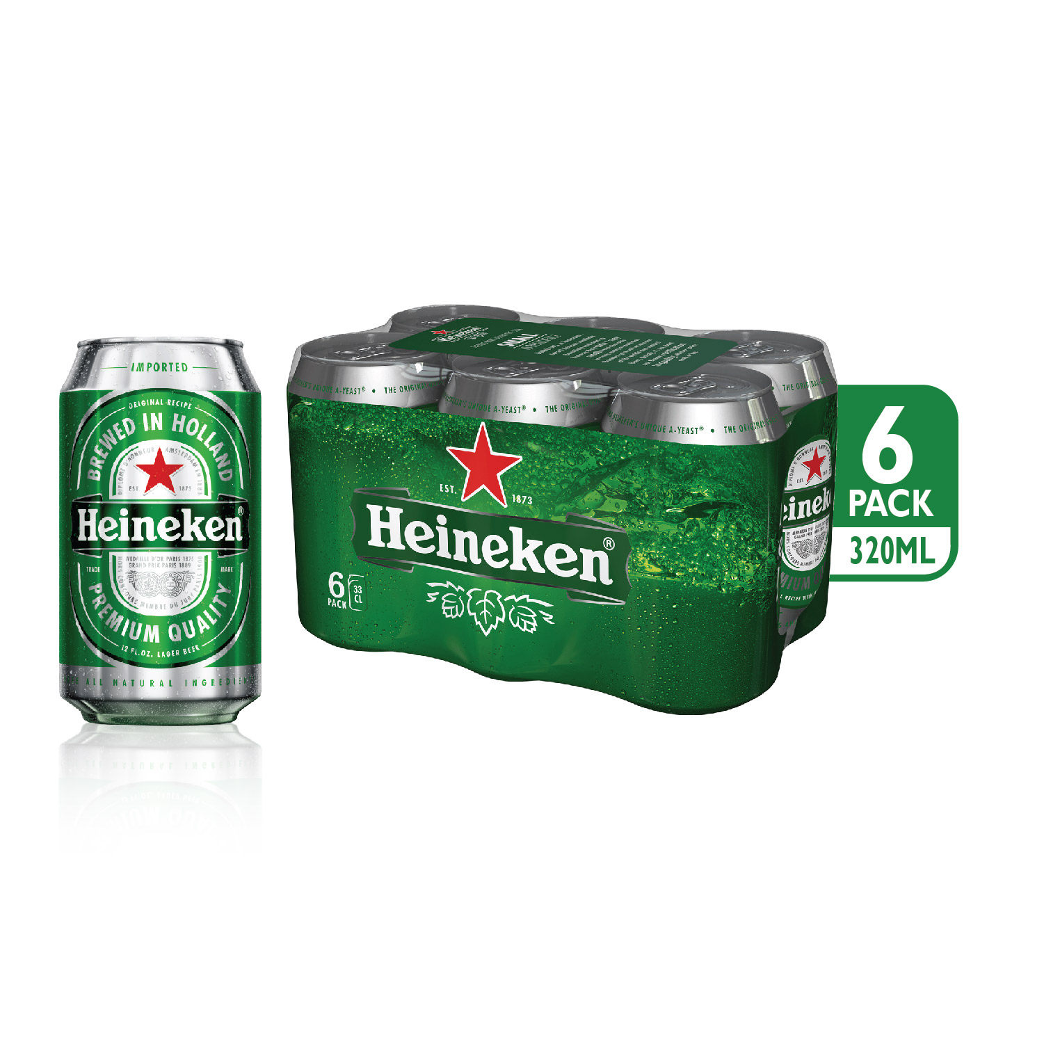 heineken 喜立啤酒罐 320ml x 6 马来西亚发货