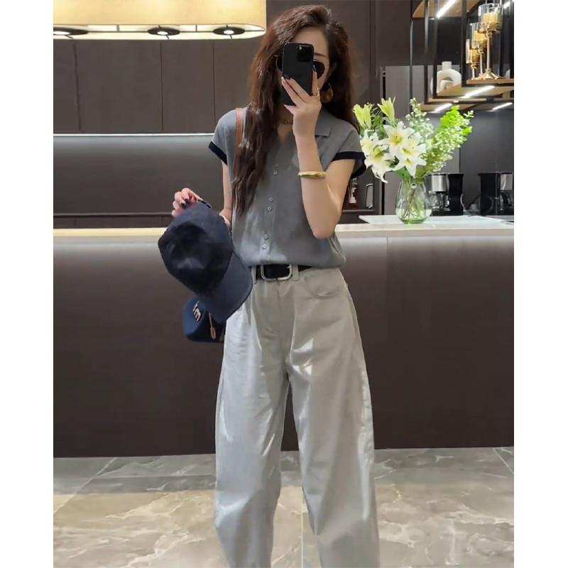 RIERA夏季小个子搭配一整套女2025年新款洋气短袖T恤上衣阔腿裤