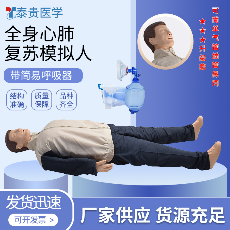 泰贵医学  全身心肺复苏模拟人袋装箱装 带简易呼吸器 人工呼吸急救训练习假人体模型