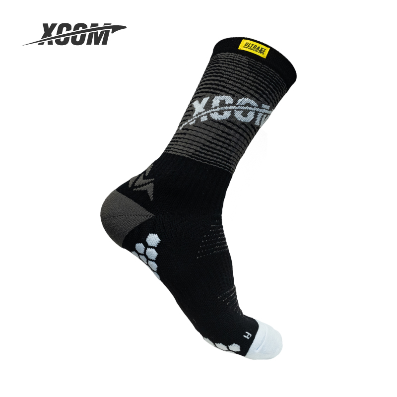 艾克飞盘XCOM高帮运动袜2.0新款足弓支撑舒适透气中筒灰色袜子男