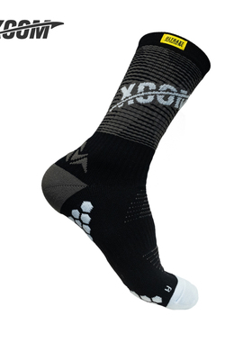 艾克飞盘XCOM高帮运动袜2.0新款足弓支撑舒适透气中筒灰色袜子男