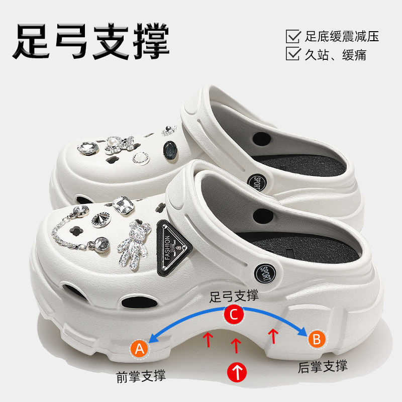厚底洞洞鞋女款2026新款夏季外穿防滑防臭凉鞋足弓支撑不累脚拖鞋