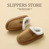 女款 秋冬季 2025新款 麂皮绒棉拖鞋 外穿包头毛绒保暖勃肯半拖鞋 外穿