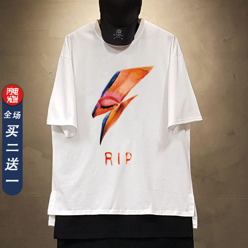 大卫鲍伊 鲍威David Bowie摇滚不死女宽松纯棉夏季短袖纪念T恤男