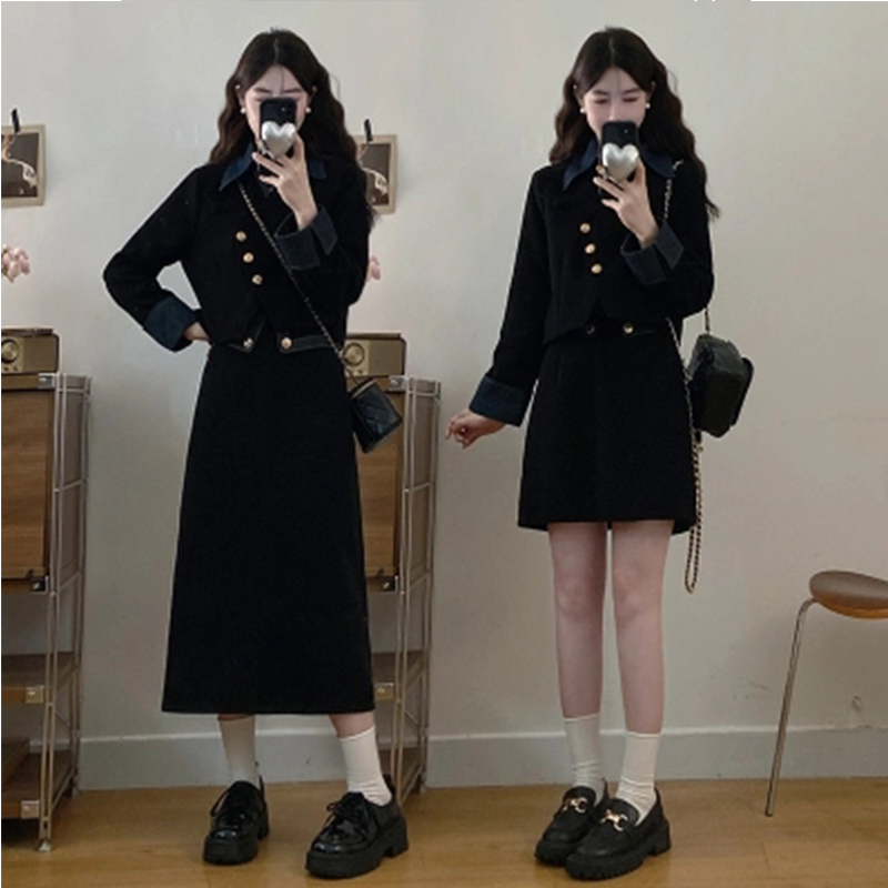 大码女装法式假两件小香风外套