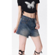 复古毛边牛仔短裤 女夏季 新款 大码 小个子遮跨高腰显瘦辣妹a字热裤