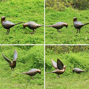 户外不锈钢仿铜小鸟摆件园林草坪动物装 饰品售楼处小区景观雕塑