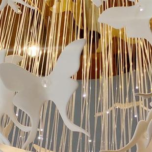 后现代简约创意设计师个性 别墅售客厅楼部蝴蝶陶瓷发光光纤吊灯