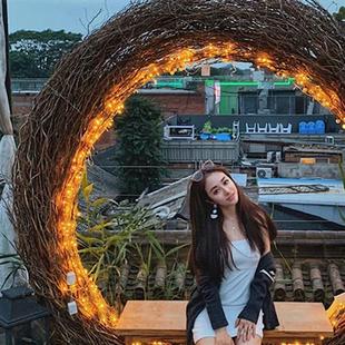 户外秋千吊篮网红鸟巢景点打卡爱心圆形悬挂摇摇椅创意带灯休闲椅