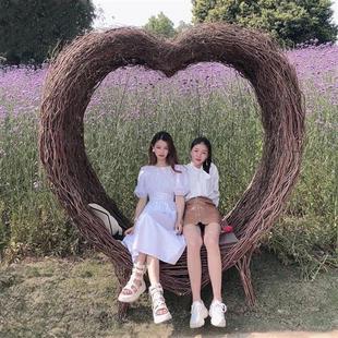 户外休闲藤编鸟巢吊椅网红巴厘岛景区创意摄影道具民宿秋千