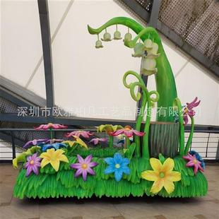 美陈巡游车商业街玻璃钢售卖车移动售票车售货车小吃车植物花车