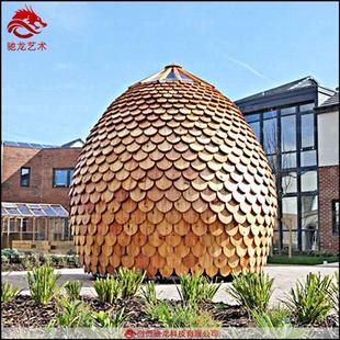 大型木质艺术休息亭露营无动力乐园游艺设施装 置原木拼接雕塑厂家