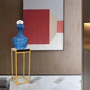 欧式 简约蓝色抽象人物摆件办公室样板房酒店大堂蓝色小品雕塑