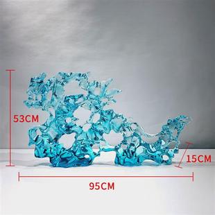 酒店客厅会所透明抽象雕塑落地摆件家居玄关太湖石艺术装 饰品摆件